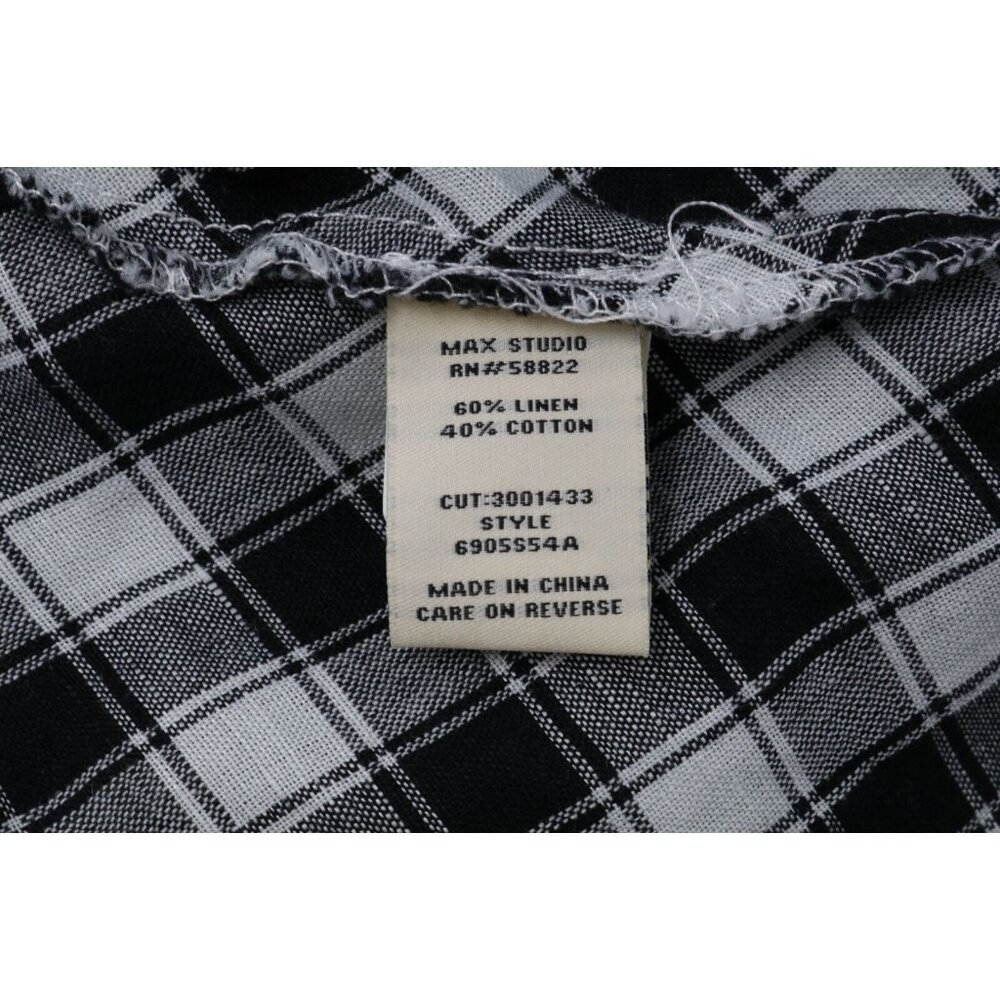 Max Studio Dress Womens S Black White Plaid Button Front Tank Shirt New Tags VTG - Picture 9 of 10